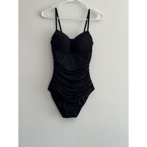 Victoria's Secret Black One-Piece Swimsuit Push Up Padded 34C Small Tummy Contro